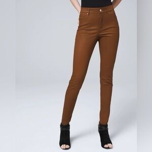 White House Black Market brown coated skinny jeans 2